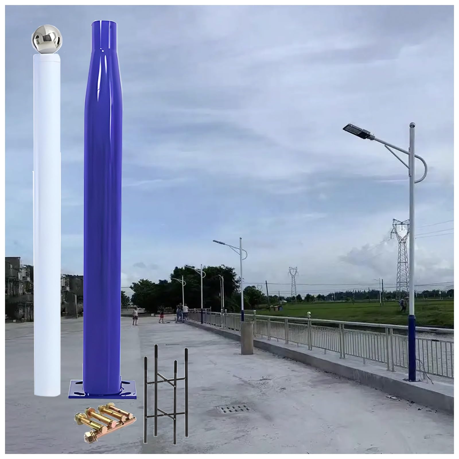Słup oświetlenia ulicznego 2-6 m, słupek lampy solarnej do oświetlenia zewnętrznego, kolumna wspornika kamery monitorującej z klatką na pręty zbrojeniowe