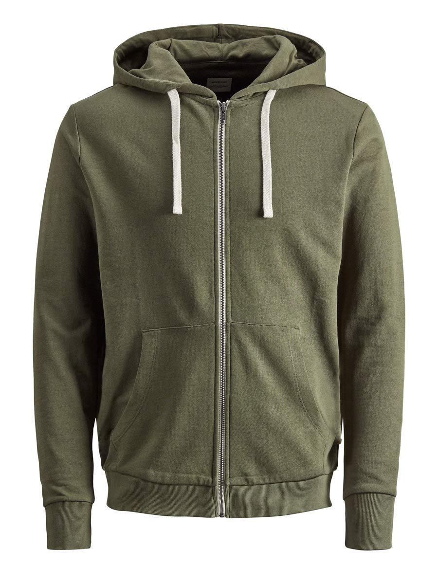 JACK & JONES Men's Jjeholmen Sweat Zip Hood Noos Sweat Jacket - Green - M