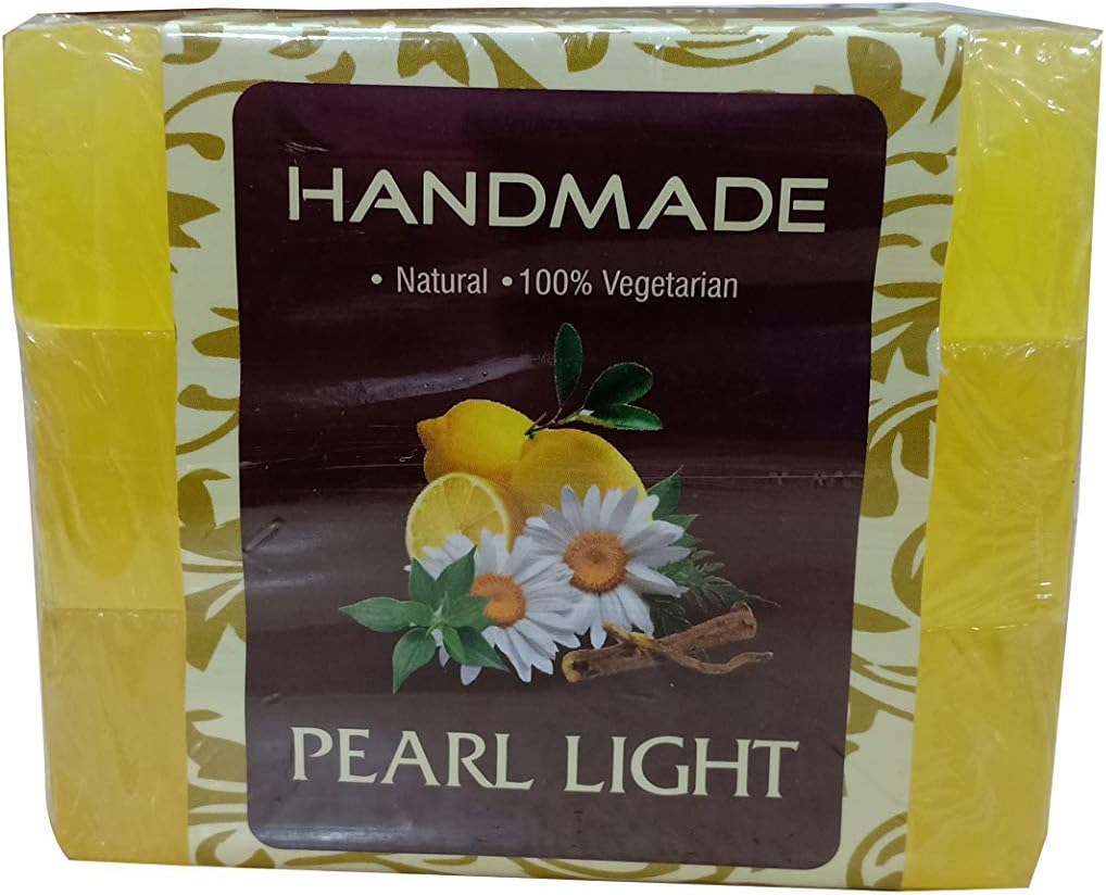 Passion Indulge Pearl Light Handmade Brightening Soap | Herbal Bath Bar with Chamomile & Lemon Essential Oil | Natural Glowing Skin Soap for Soft, Radiant & Even-Looking Skin | Gentle Bath Soap for Men & Women (100g Pack of 3)