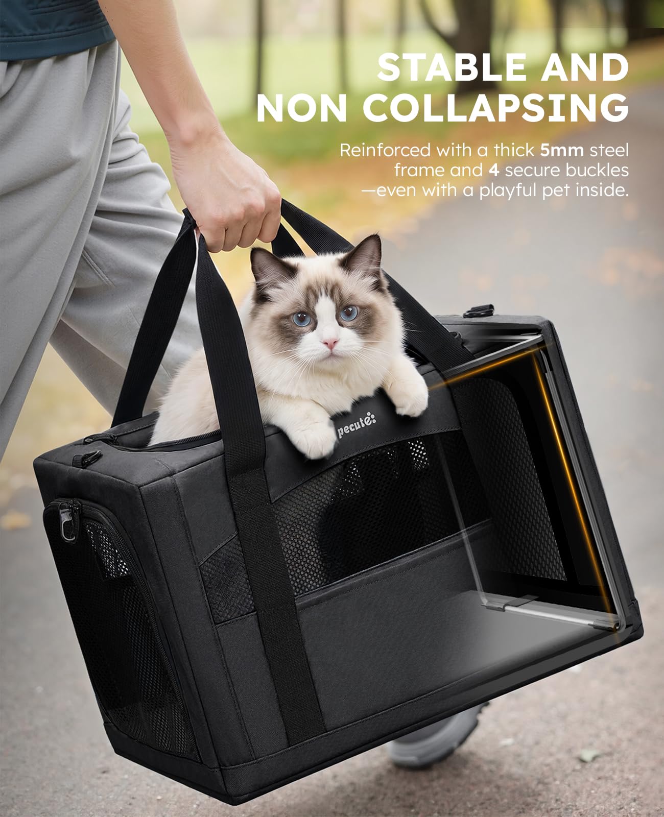 Pecute Transportin Gato, Estructura de Alambre de Acero Engrosado de 5 mm, Transportin Perro Pequeño con Parasol, XL,（Gris Oscuro）