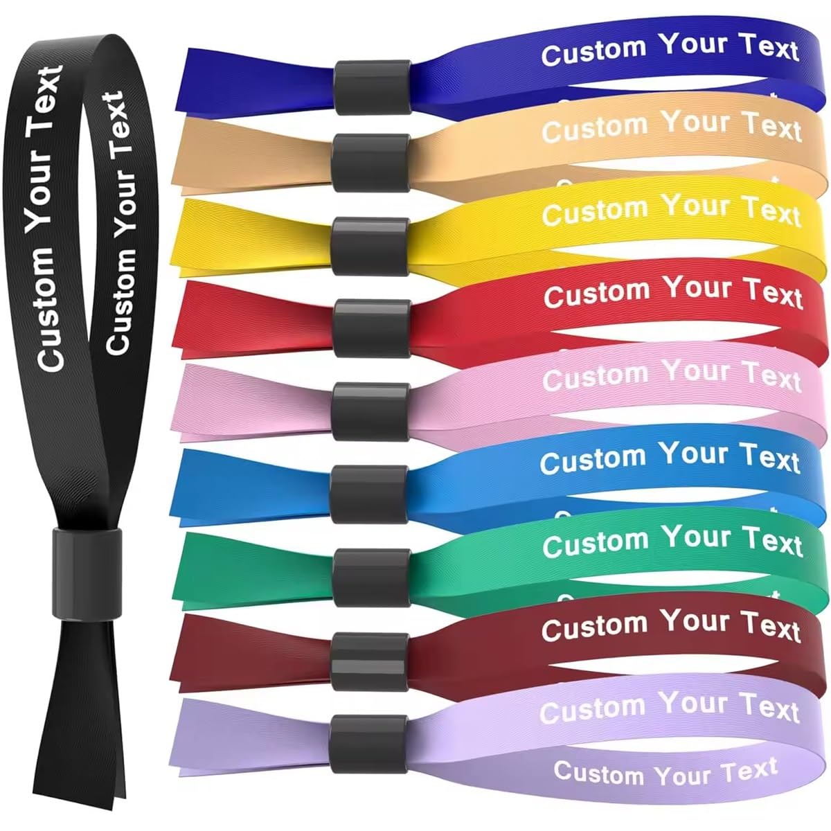 Personalisierte Handgelenk-Armbänder, 50 oder 100 Stück, Stoff-Armbänder, Einwegartikel, für Veranstaltungen, Konzerte, Partys