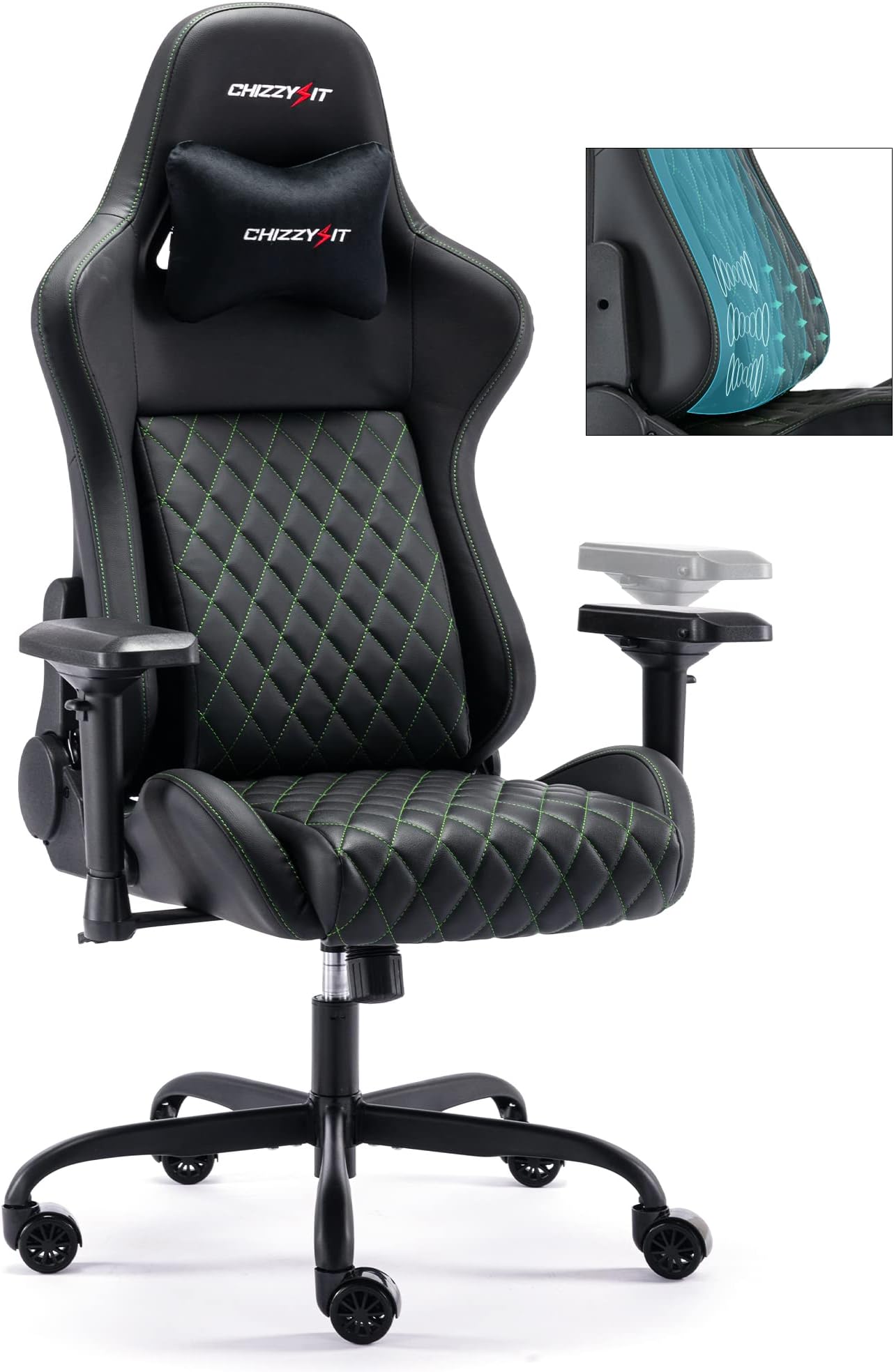 Computer Gaming Chairs for Adults, Ergonomic Gaming Chair with Built-in Airbag Lumbar Support & 4D Armrests & Magnetic Headrest&Adjustable Height, High Back Computer Gamer Chair for Adults…