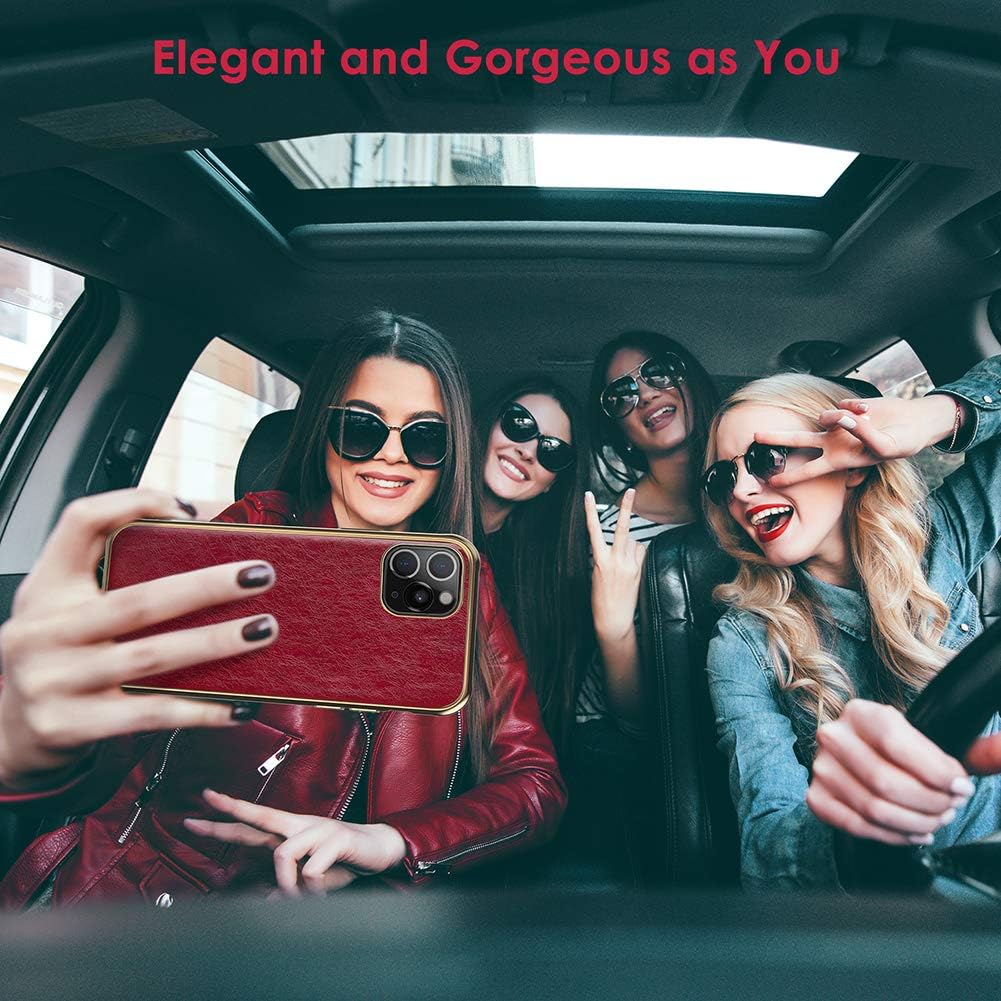LOHASIC iPhone 11 Pro Max Case for Women, Slim Luxury PU Leather Cover Elegant Soft Flexible Shockproof Bumper Non-Slip Grip Anti-Scratch Protective Cases for iPhone 11 Pro Max 6.5" (2019) - Burgundy
