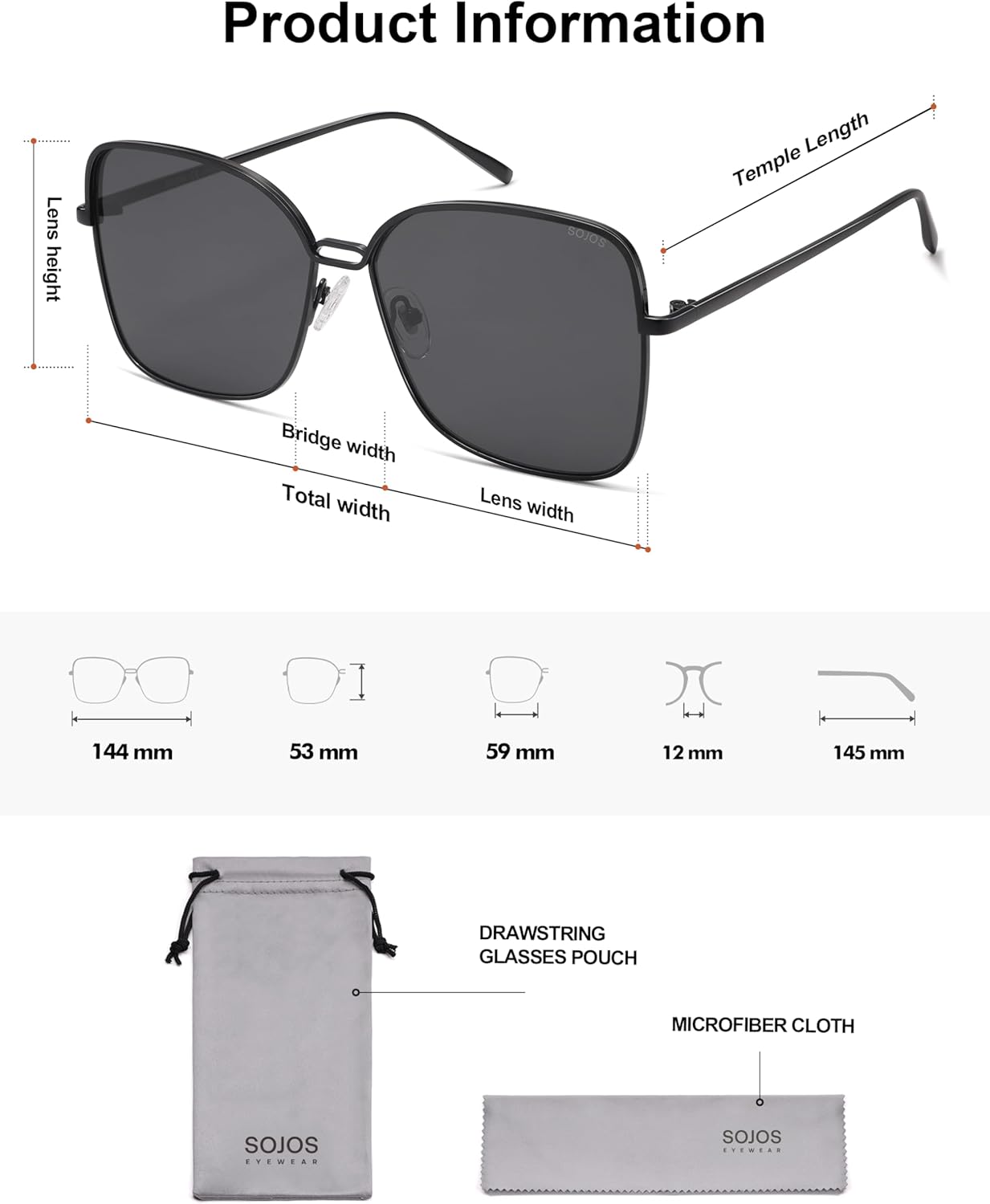 SOJOS Trendy Square Oversized Sunglasses Womens Mens UV400 Big Large Designer Shades SJ1082 - Image 5