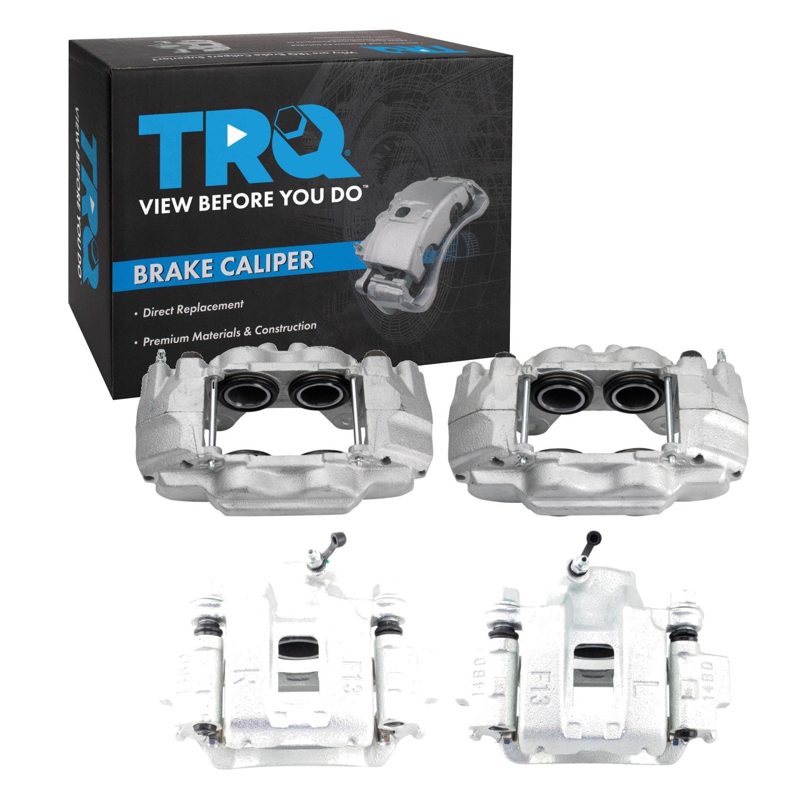 TRQ Front and Rear Brake Caliper Set Zinc Coated Brackets Hardware Compatible with 2003-2009 Toyota 4Runner