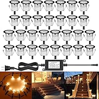Vista 22 de Kit de luces LED de bajo voltaje para cubierta de acero inoxidable, impermeable, empotradas, para terrazas de madera, escaleras, jardín, patio