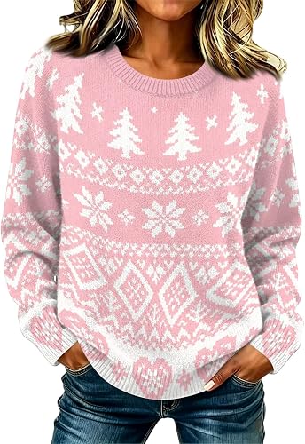 Womens Christmas Sweaters Xmas Graphic Vintage Fair Isle Kni