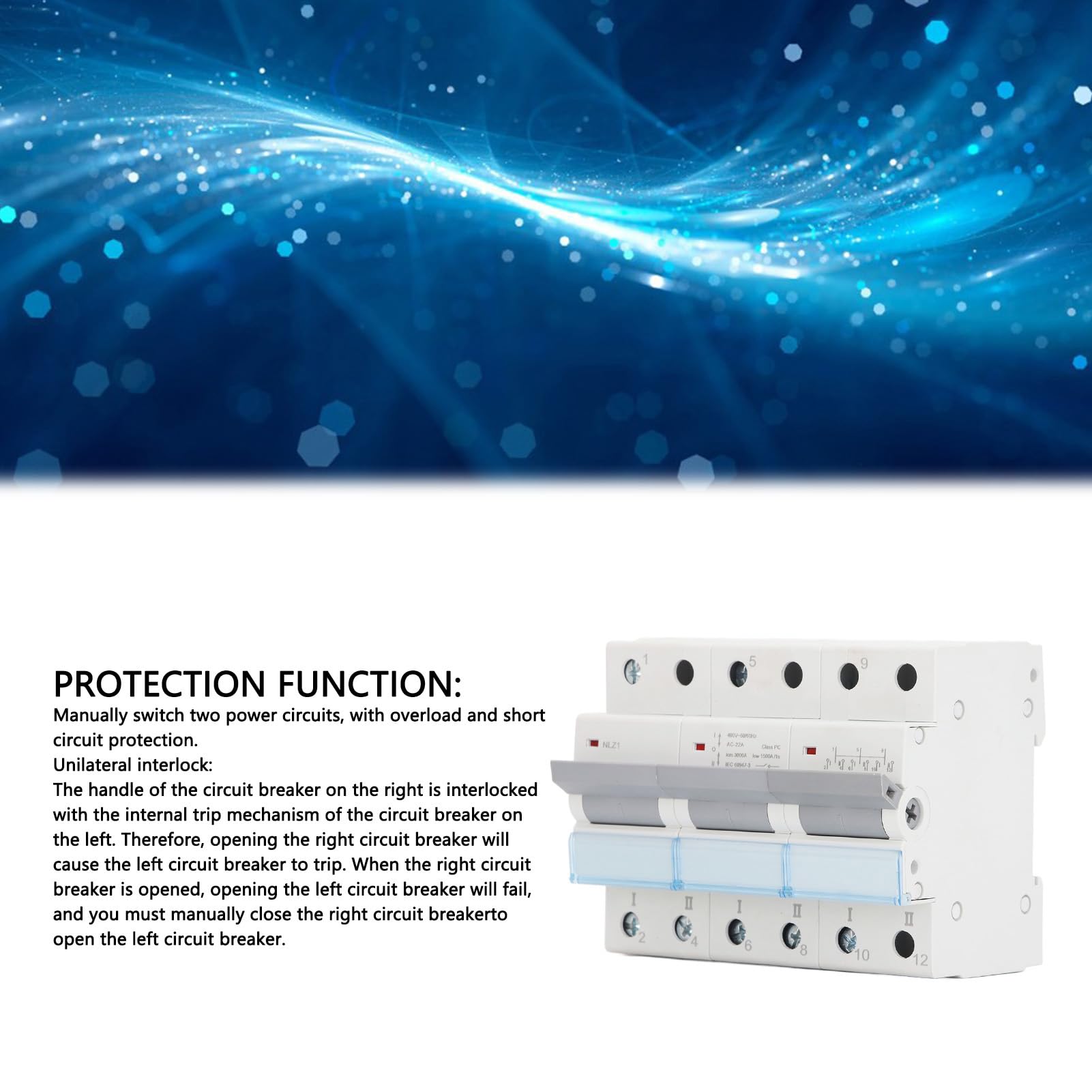 Interruptor de Transferencia Manual, 400VCA, Diseño de 3 Polos