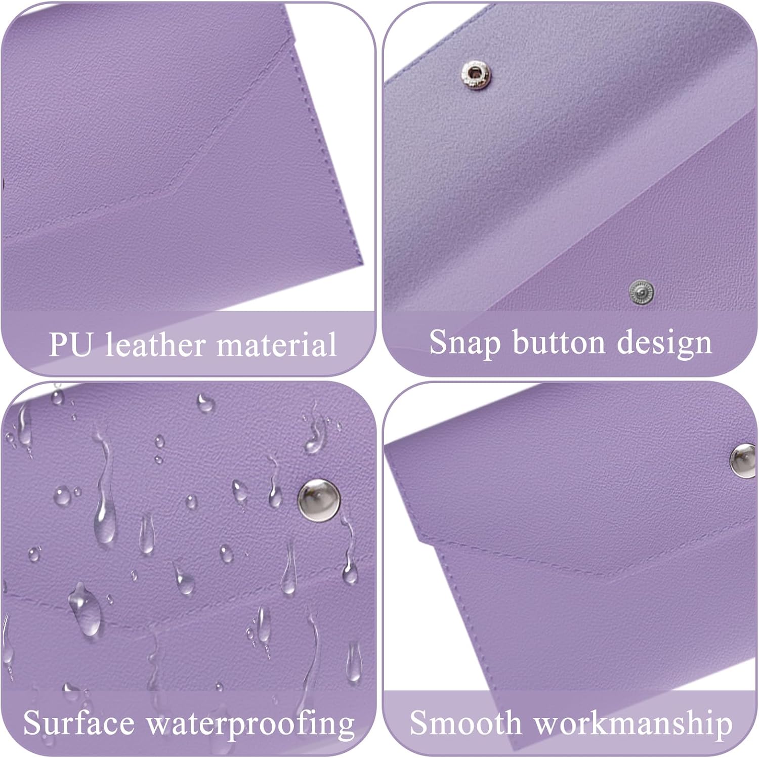 4 Pcs PU Leather Cash Envelope Wallet,Snap Closure Budget Organizer Pouches image 3
