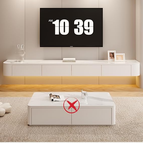 Floating Tv Stand Wall Mounted Tv Floating Shelf Under Tv Shelf Floating Floating Shelf For Under Tv Floating Console 100% Solid Wood Two Drawers + One Downward Flip Door Design L120*W24*H20cm