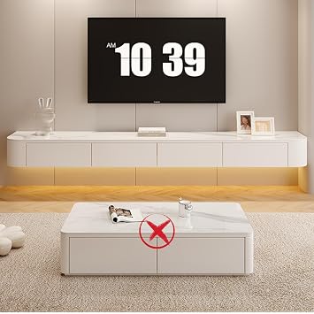 Floating Tv Stand Wall Mounted Tv Floating Shelf Under Tv Shelf Floating Floating Shelf For Under Tv Floating Console 100% Solid Wood Two Drawers + One Downward Flip Door Design L120*W24*H20cm