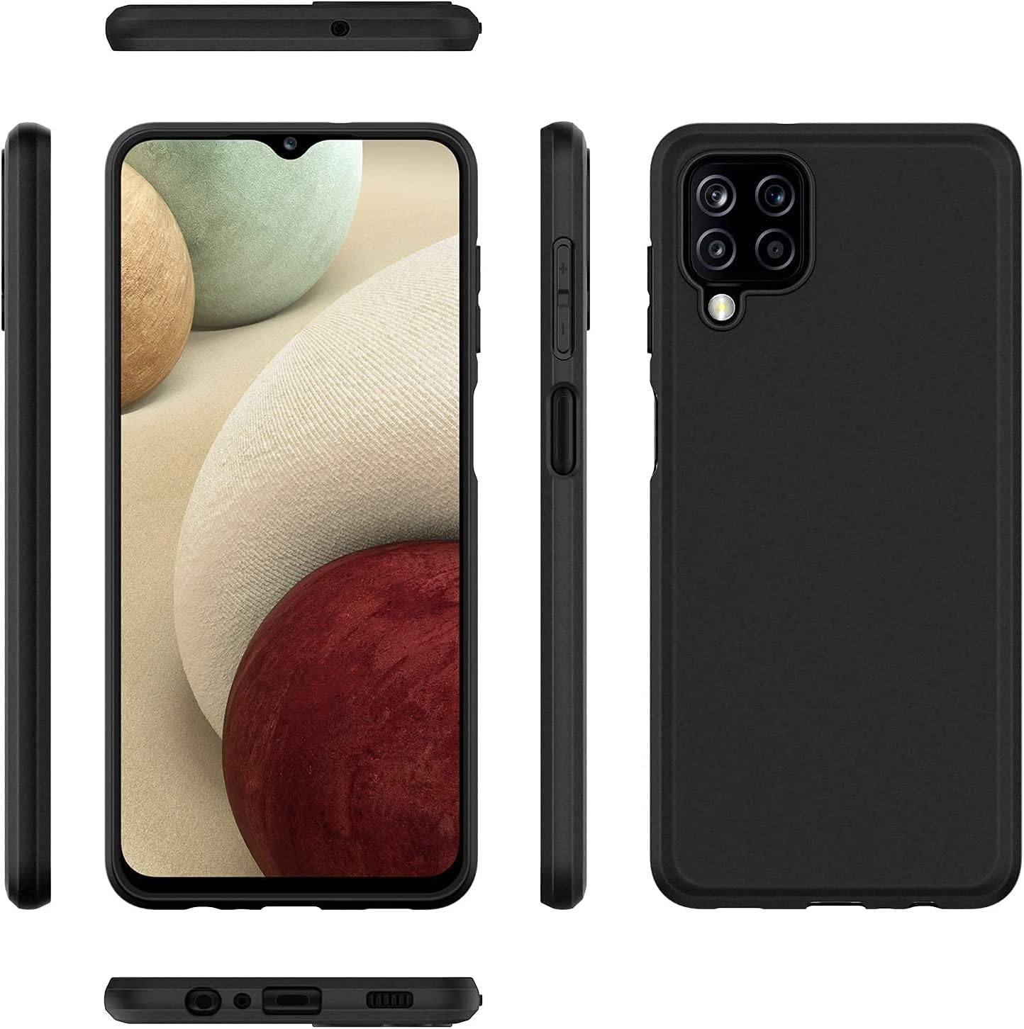 Muzz Galaxy A12 Case Cover Rubberised Matte Soft Silicone TPU Flexible Back Case Cover for Galaxy A12 - Black