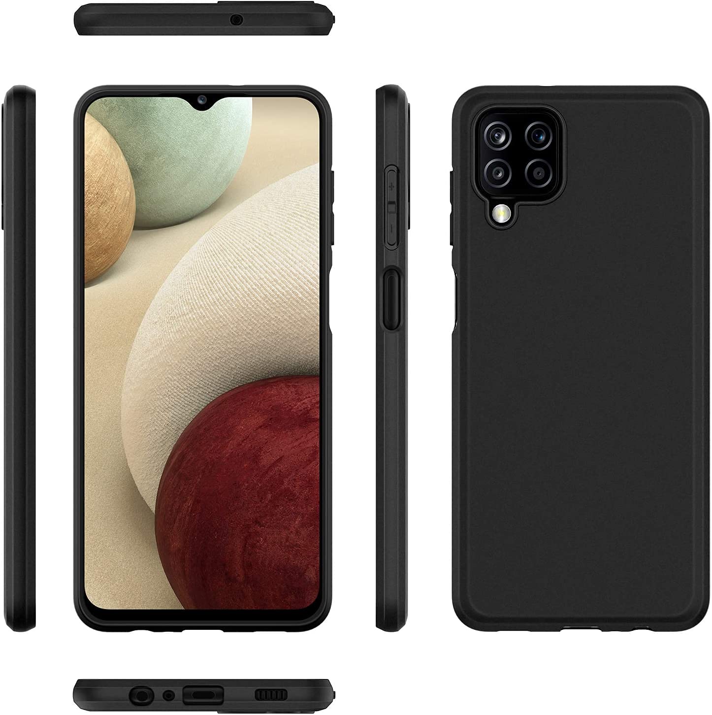 Muzz Galaxy A12 Case Cover Rubberised Matte Soft Silicone TPU Flexible Back Case Cover for Galaxy A12 - Black
