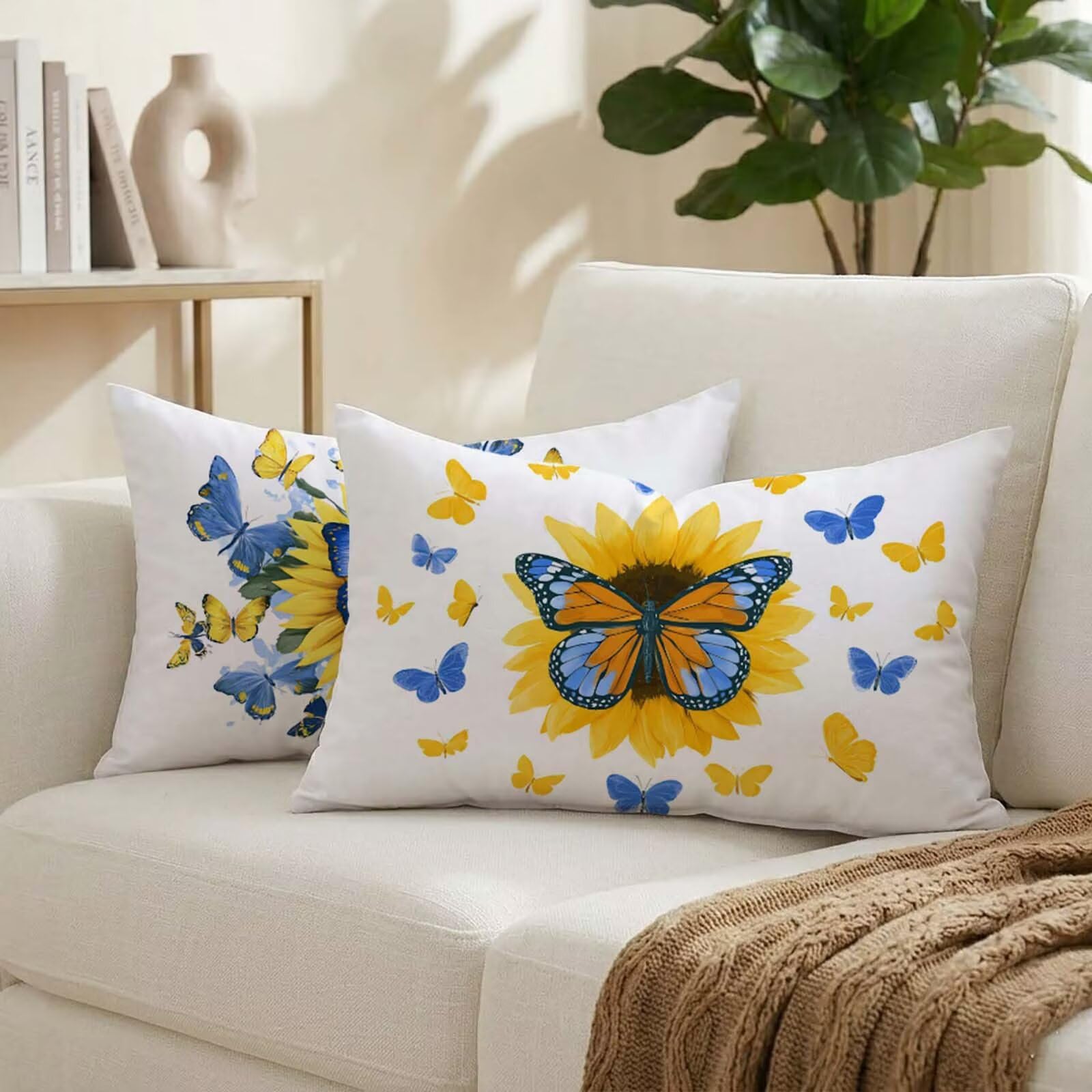 Housse de coussin pour jardin et salon de jardin jaune 50x80 cm imperméable