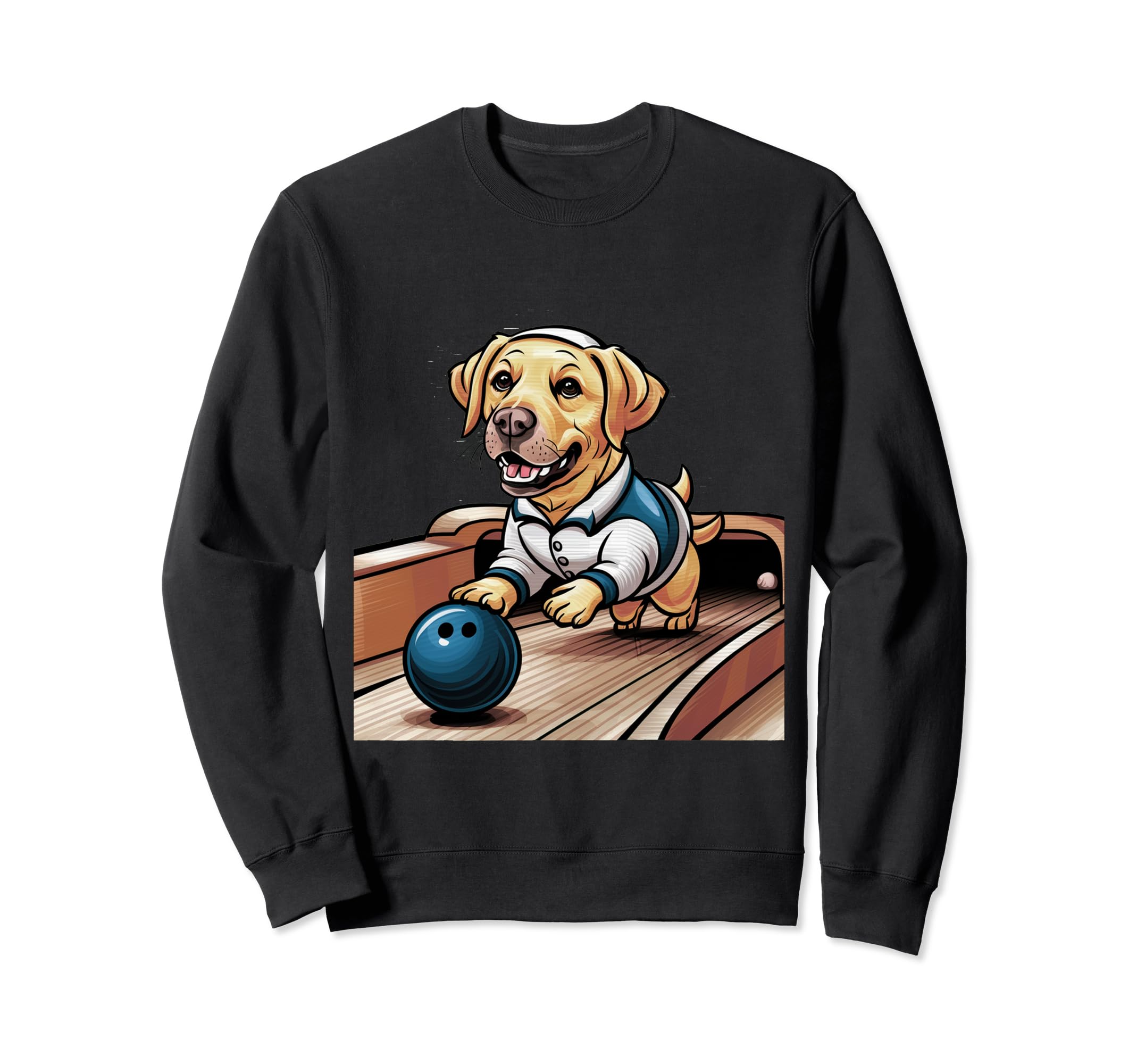 SmilefunteesFunny Yellow Lab Dog Bowling Sports Cartoon Sweatshirt