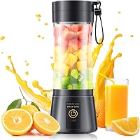 YFIXQNSU Portable Blender: 380ml USB Rechargeable Mini Smoothie Maker, 6 Stainless Blades, BPA-Free Travel Cup for Shakes & Juices