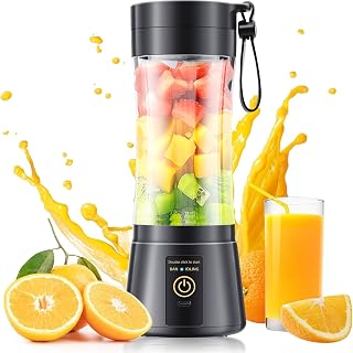 YFIXQNSU Portable Blender: 380ml USB Rechargeable Mini Smoothie Maker, 6 Stainless Blades, BPA-Free Travel Cup for Shakes & Juices