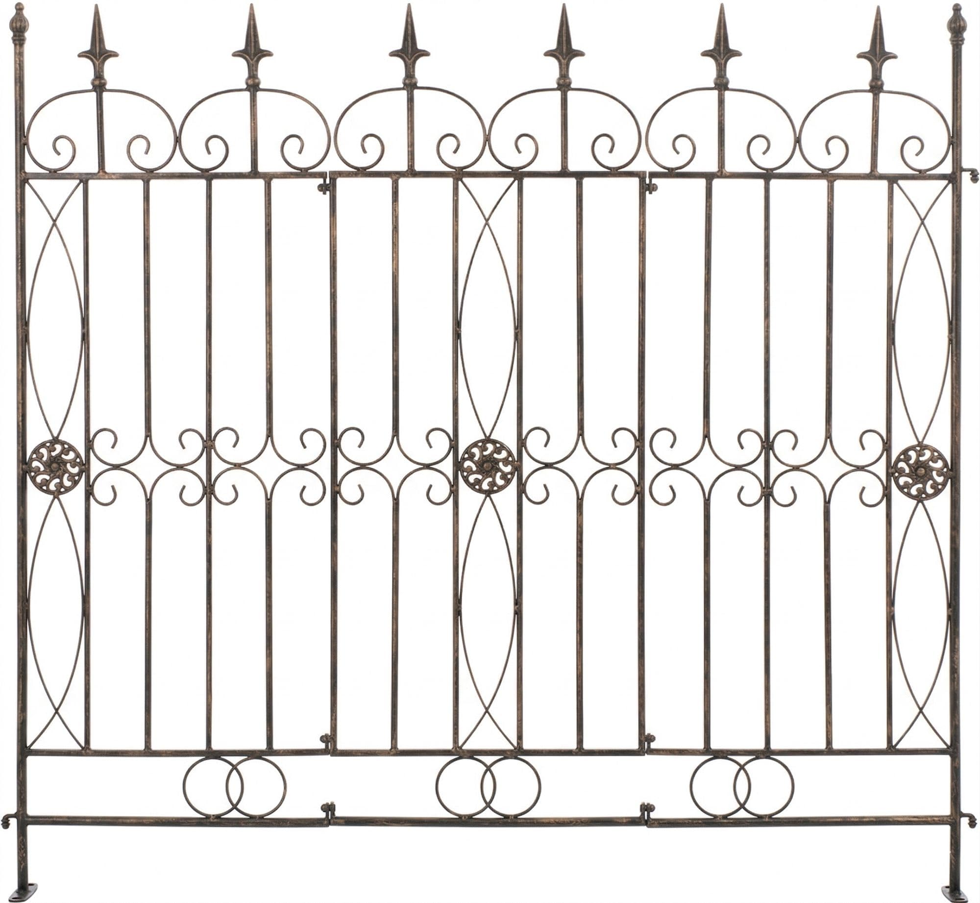 CLP Set da 4 recinzioni da Giardino in Ferro modulari Mangold Senza Cemento Stile Rustico Ideale per Giardino e terrazza Colore Bronzo