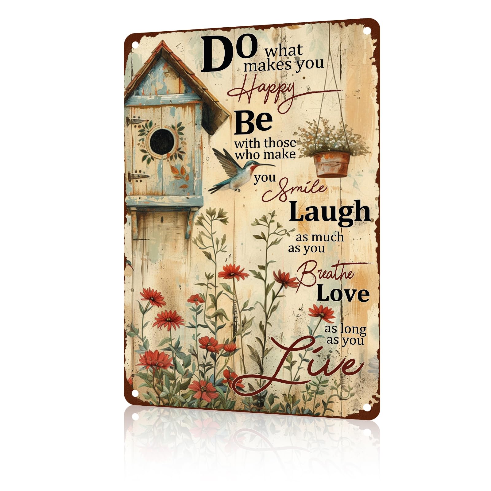Anceky Gather Here With Grateful Hearts Metal Signs Garden Sign Funny Aluminum Tin Sign for Garden Yard Fence Garage Office Outside Wall Decor 12×16 Inch