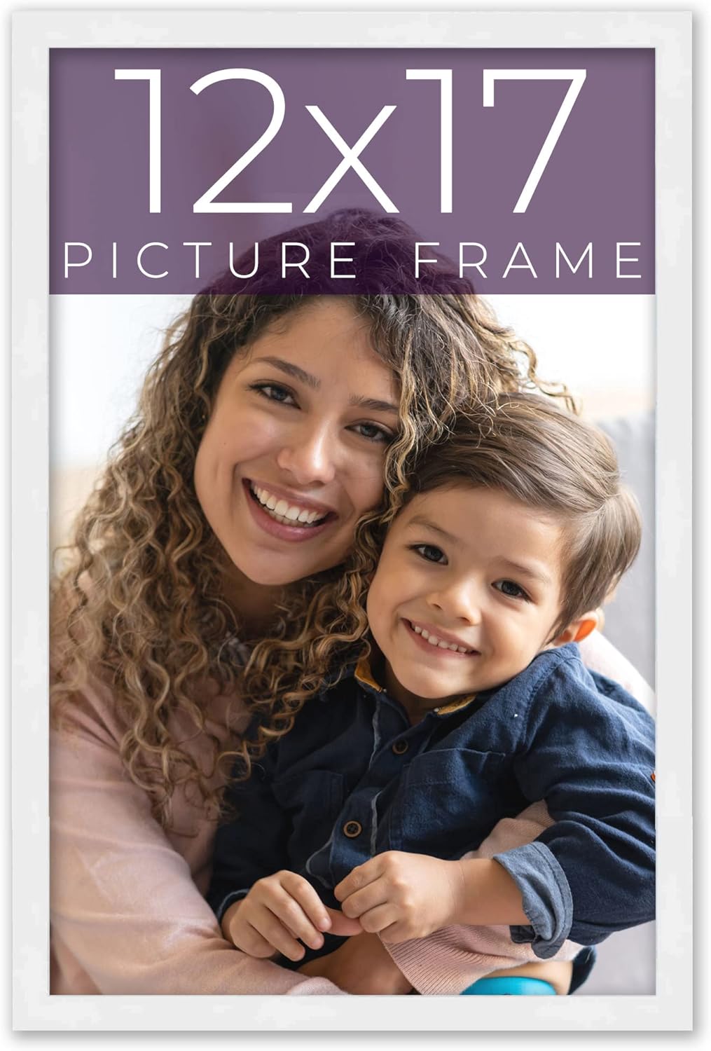 12x17 Frame White Real Wood Picture Frame Width 0.75 Inches | Interior Frame Depth 0.5 Inches | White Mid Century Photo Frame Complete with UV Acrylic, Foam Board Backing & Hanging Hardware