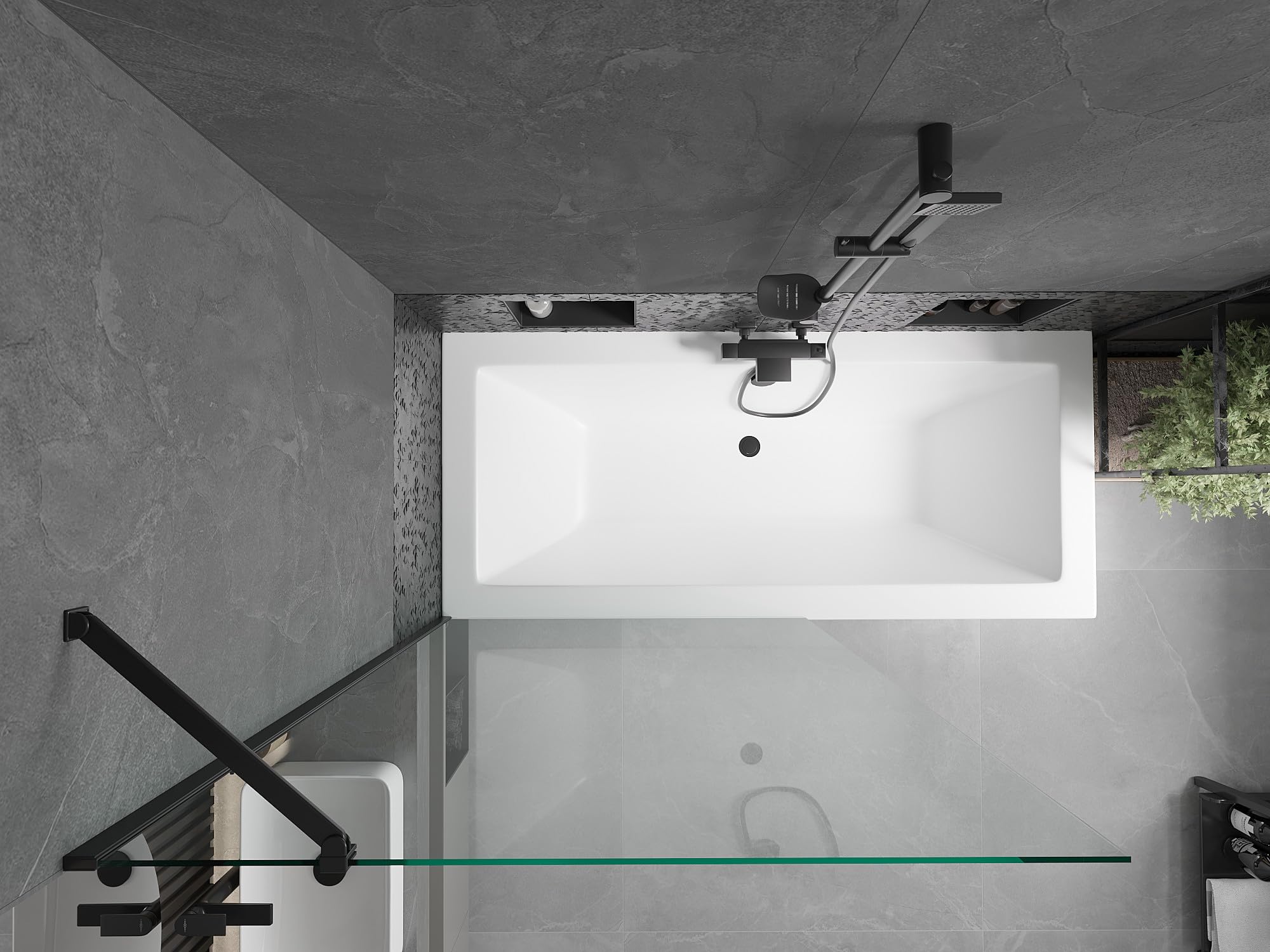Mexen Cube Rechteckige Badewanne 170 x 80 cm mit Verkleidung und einflügeliger 100 cm Duschwand