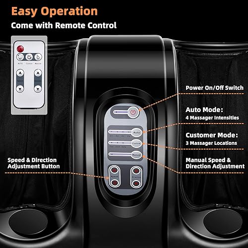 Vista 25 de RELAX4LIFE Shiatsu Máquina de masaje de pies, masajeador rodante con control remoto, 4 programas, 3 modos, panel táctil, amasamiento eléctrico