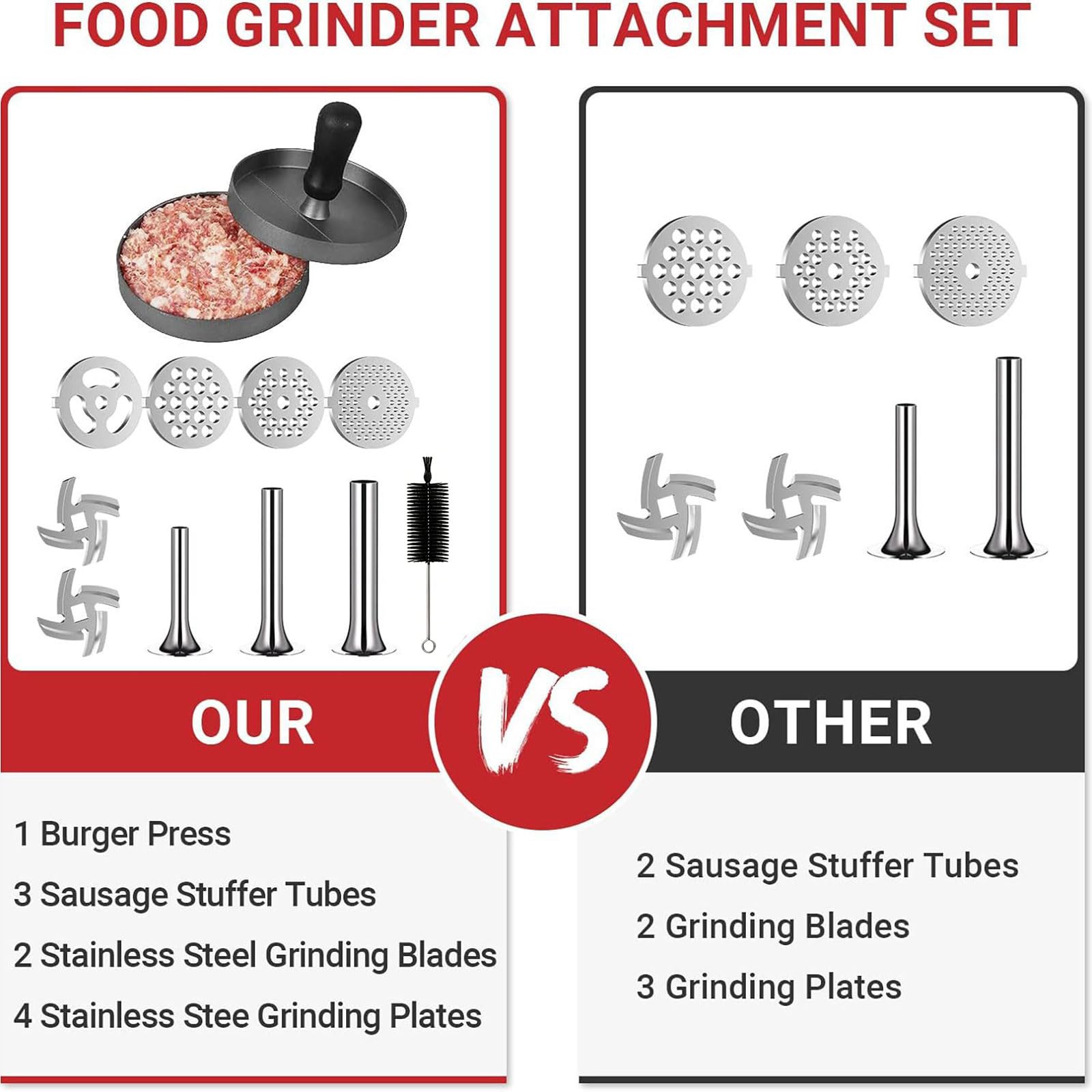 Set accessori per tritacarne e insaccatrice in metallo, accessorio da cucina per robot da cucina per la preparazione quotidiana della carne e tritare a casa Accessorio per tritacarne per mixer