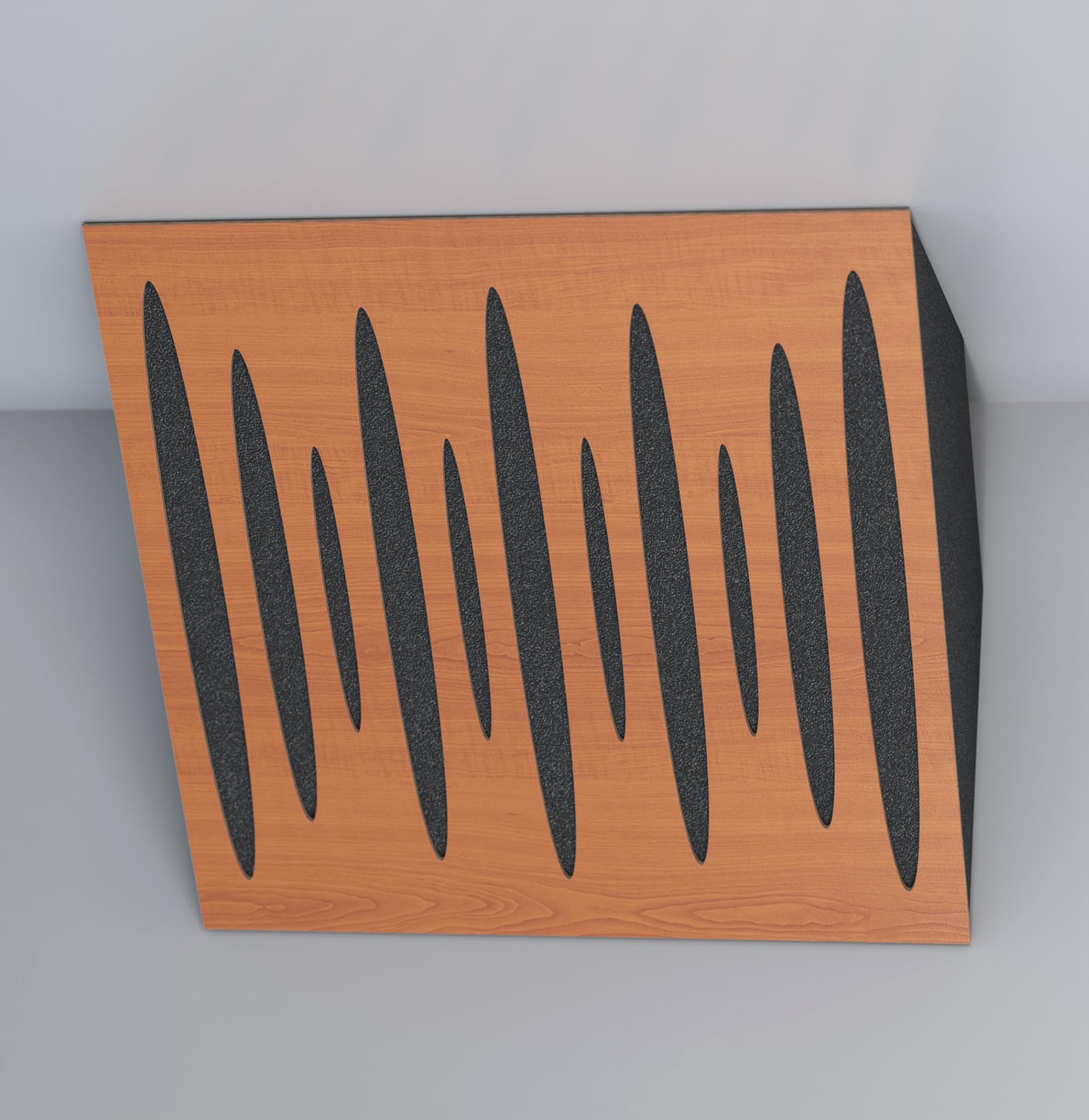 Pack de 2 trampas de graves "PULSE-Horizont" para esquinas de techo | Absorción de bajas frecuencias | Trampas acústicas de esquina para home studio/cine | [x2 PULSE-H-100mm | Cerezo]