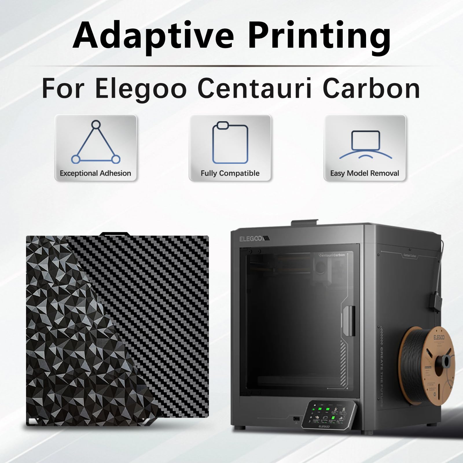 260X271 mm PEO PET Build Plate For Elegoo Centauri Carbon/Centauri Carbon 2,Double Sided Spring Steel Print Bed CC/CC2 Build Plate Easy Model Removal Compatible with Elegoo Centauri Carbon 3D Printer