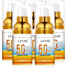 LKIAE Spf 50+ Sunscreen, UVA, UVB Protection, Prevent Sunburn, Skin Darkening, Pigmentation, Anti-Wrinkles, With Aloe Vera, Travel Size, 2 oz Pack of 5