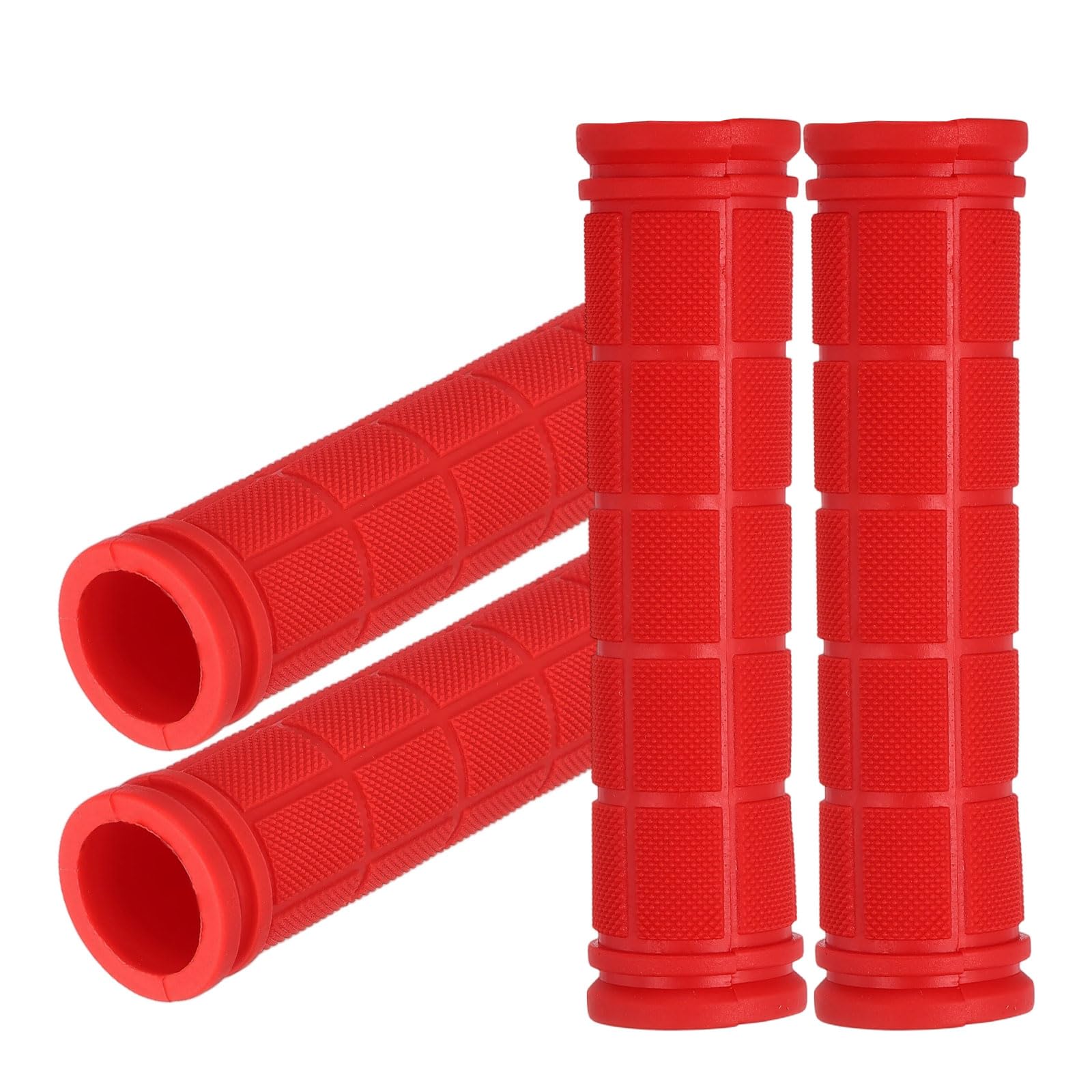 YELARXI Soft Rubber Handlebar Grips, Bicycle Handlebar Grips Bike Handle Bar Wrap Non-Slip 4.5 Inch & 2 Pair & Red - Fitting for (Mountain Bikes/Road Bicycles/Scooter)