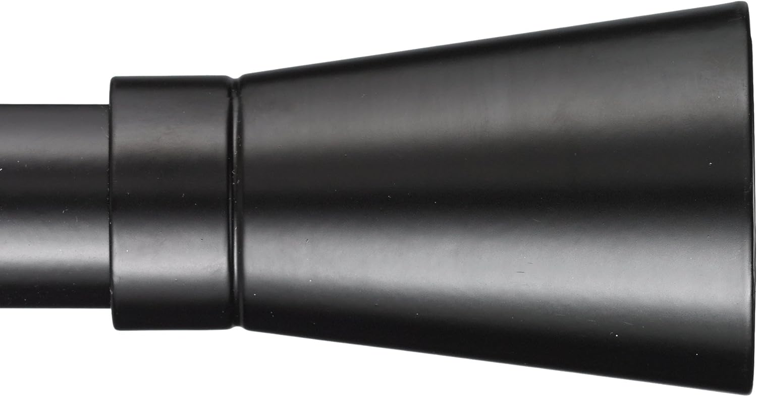 Tekno 25 Linea 1-1/8 Inch Diameter Single Traverse Window Curtain Rod Set, 96 Inch, Black