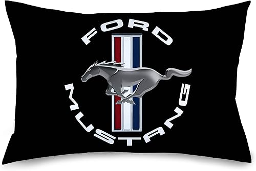 Funda de almohada Ford Mustang Tri Bar Logo Negro Blanco Plata Rojo Azul Estándar