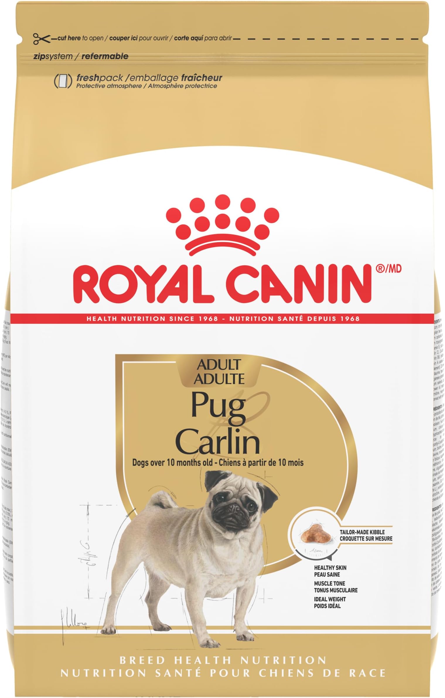 Breed Health Nutrition Pug Adult Dry Dog Food, 10 lb Bag
