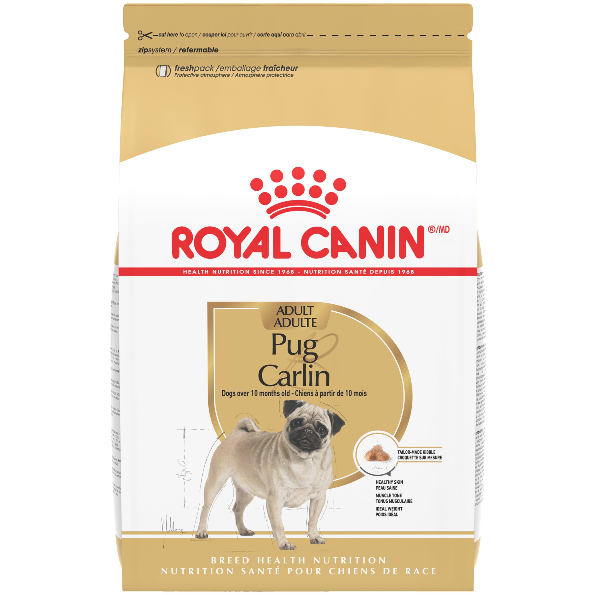 Royal Canin Breed Health Nutrition Pug Adult Dry Dog Food, 10 lb Bag