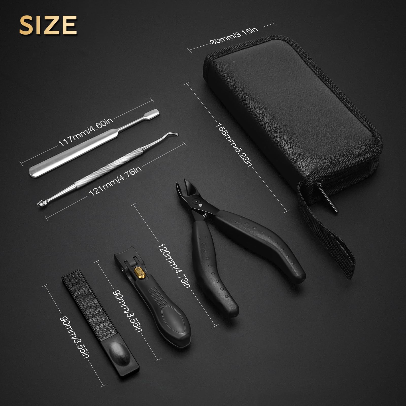 Zehennagelknipser für dicke & eingewachsene Nägel, Professionelles Nagelknipser Set mit Pediküre-Werkzeug, super scharfer Fingernagelschneider mit Catcher, Podologen Zehennagelknipser Kit für