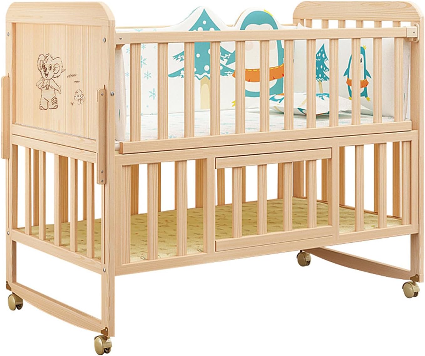 Arabest Baby Cribs, Wood Baby Bed, Wood Frame Bed Double Decker Bed
