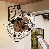 Vista 1 de CROSSIO Ventilador de montaje en pared de 21 pulgadas, ventilador de pared de 6 velocidades con control remoto, ventiladores de techo con cable