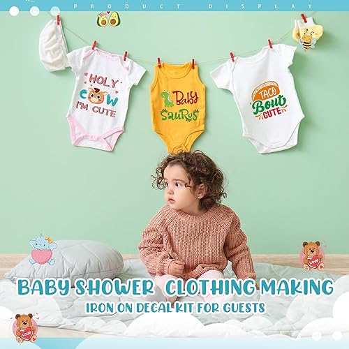 Miniatura 5 de Teling 36 calcomanías para planchar para baby shower, juegos de calcomanías de transferencia para planchar, parches de calcomanías de transferencia