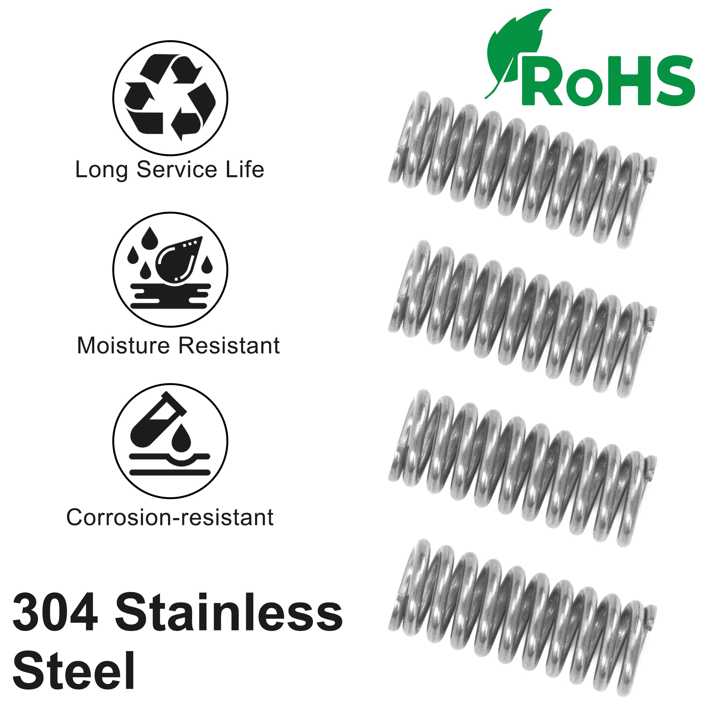 GatherTOOL 5/10/2. 0pcs 304. Molle A Compressione A Molla In Acciaio Inox Dia.0.5mm Lunghezza 305mm For Fai Da Te Handmaking. (Length : 0.6 X 8 X 305mm, Wire Diameter : 5PCS - Foto 3