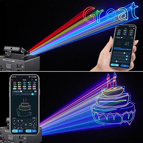 Miniatura 8 de Luces láser para escenario, Gruolin 3D Animation DJ Party Luz láser a todo color con DMX512 y sonido activado, perfecto para discoteca fiesta, bar