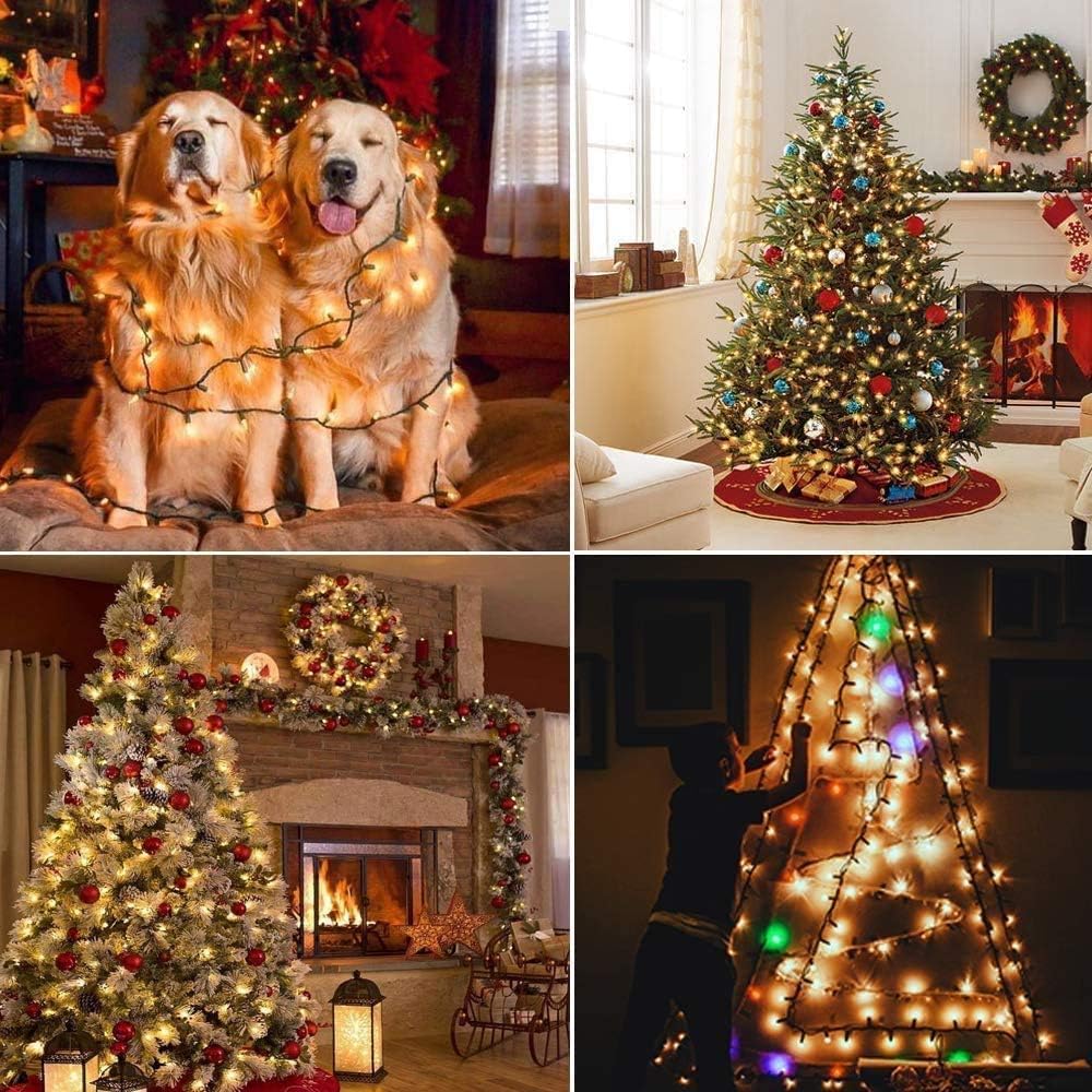 Avoalre Luci di Natale 1000 LEDs 25M, Catena Luminosa 8 Modalità Impermeabile IP44 Luci Albero di Natale Decorative per Interno Esterno Natale Atmosfera Festa Nozze, Bianco Caldo con Giallastro