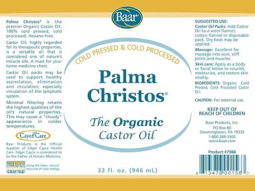 Miniatura 6 de Baar Aceite de ricino orgánico, 32 onzas, prensado en frío, sin hexano, aceite de ricino para cabello, pestañas, cejas, piel, eliminaciones y muchos