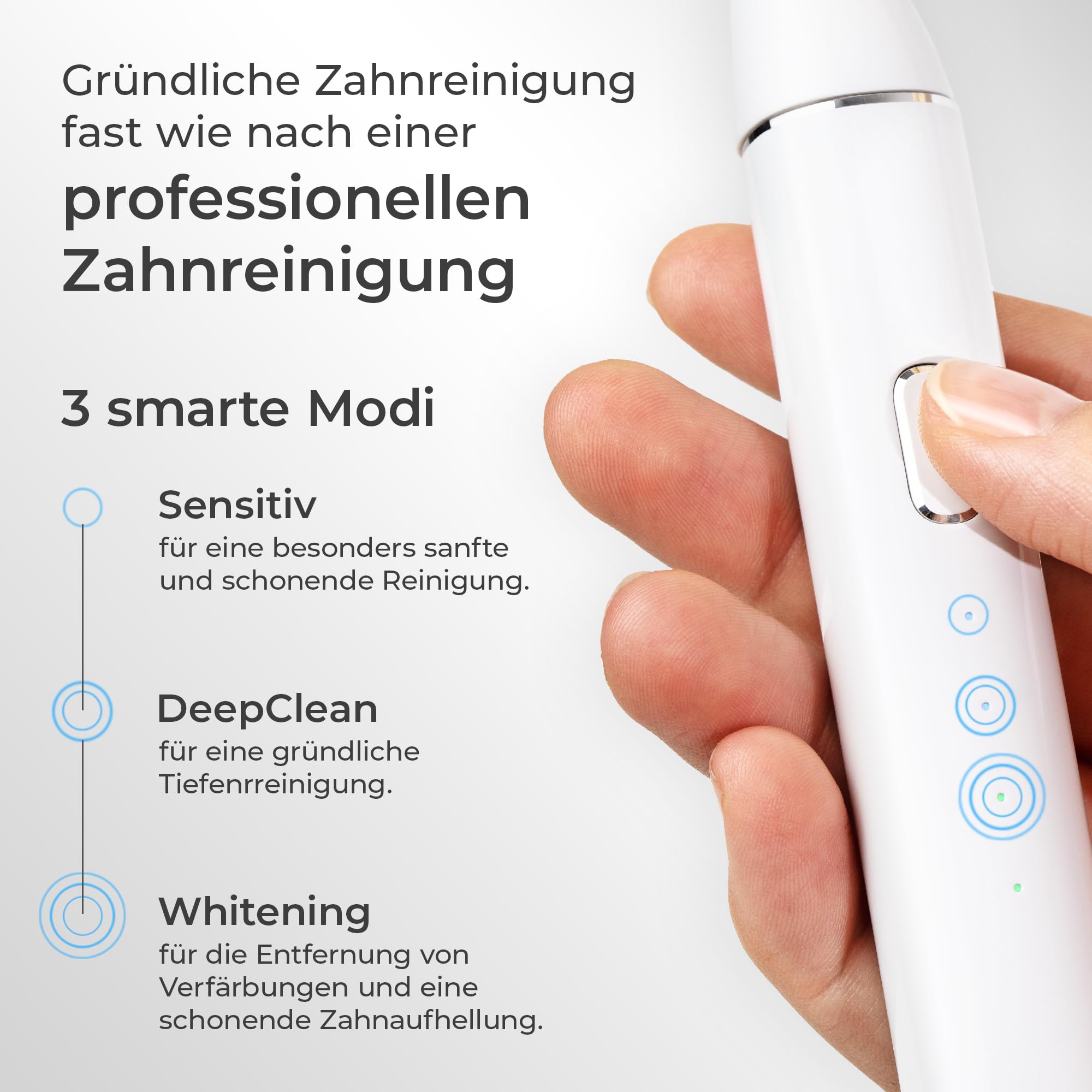 WhyteDOT® Doppel-Set, elektrische Zahnbürste – Schallzahnbürste, leise & sanft, 2 Bürstenköpfe: gründlich & sensitiv, 3 Modi, Timer & UV-Reiseetui – von Zahnärztin gegründet