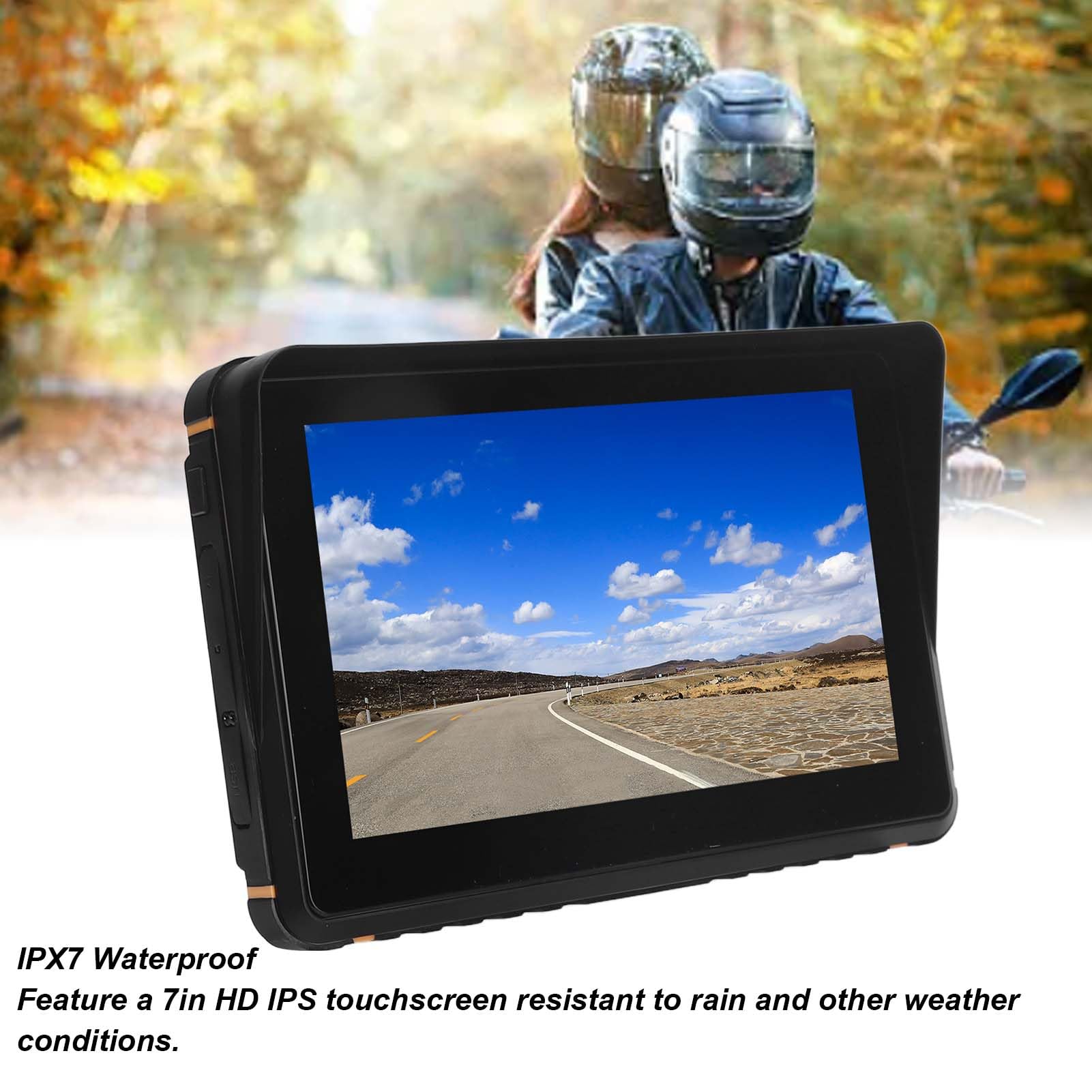 Motorrad-GPS-Navigation, 7 Zoll HD IPS CarPlay Airplay & Auto-Touchscreen, IPX7 wasserdichte GPS-Navigation, Funksteuerung, Ideal für Motorräder