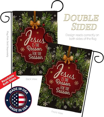 Miniatura 3 de Jesús es la razón de la temporada decoración de patio jardín estaca bandera juego de arpillera para puerta decoración de Navidad, cartel de pared