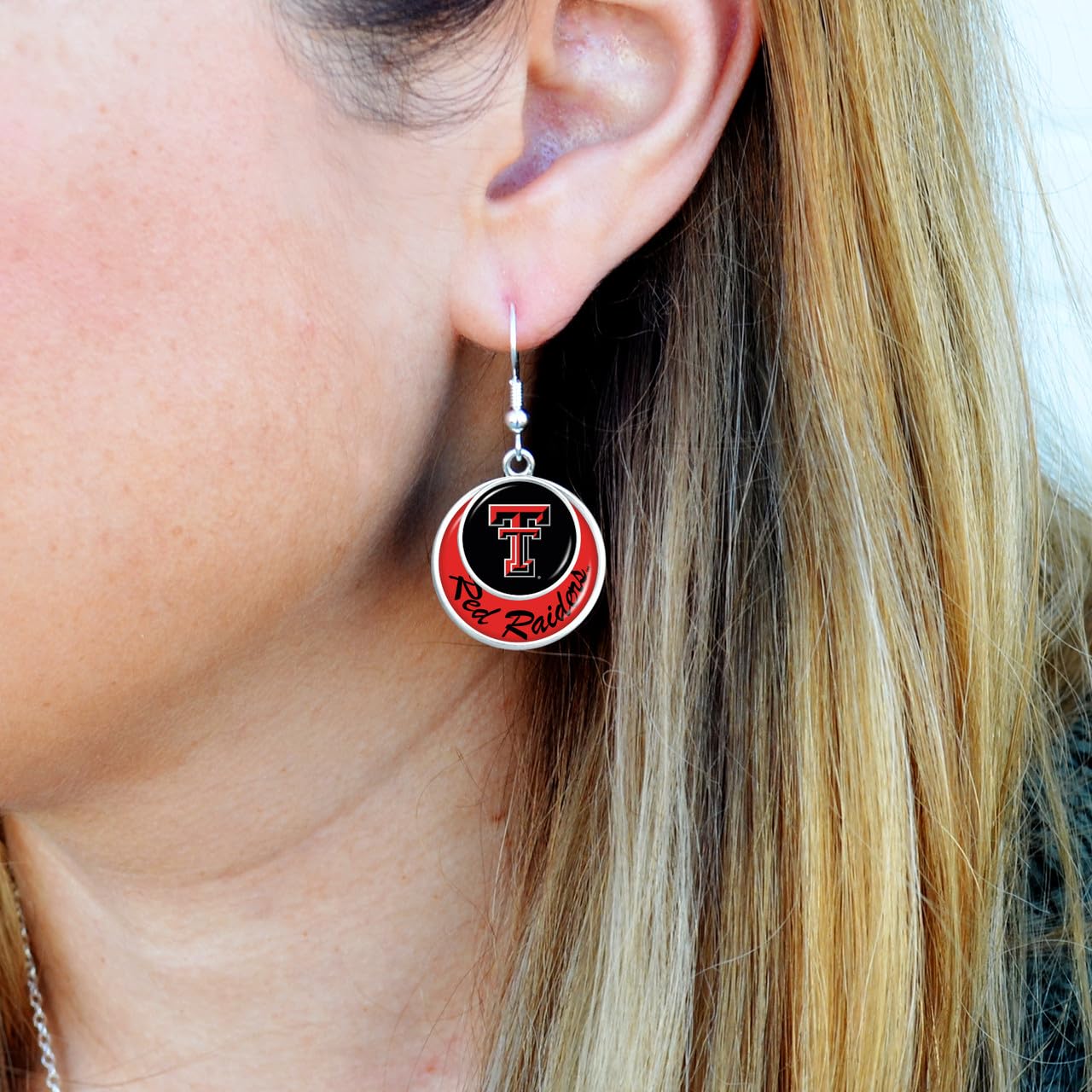 From the Heart Texas Tech Red Raiders Stacked Disk Earrings Jewelry Gift Licensed TTU, Silver