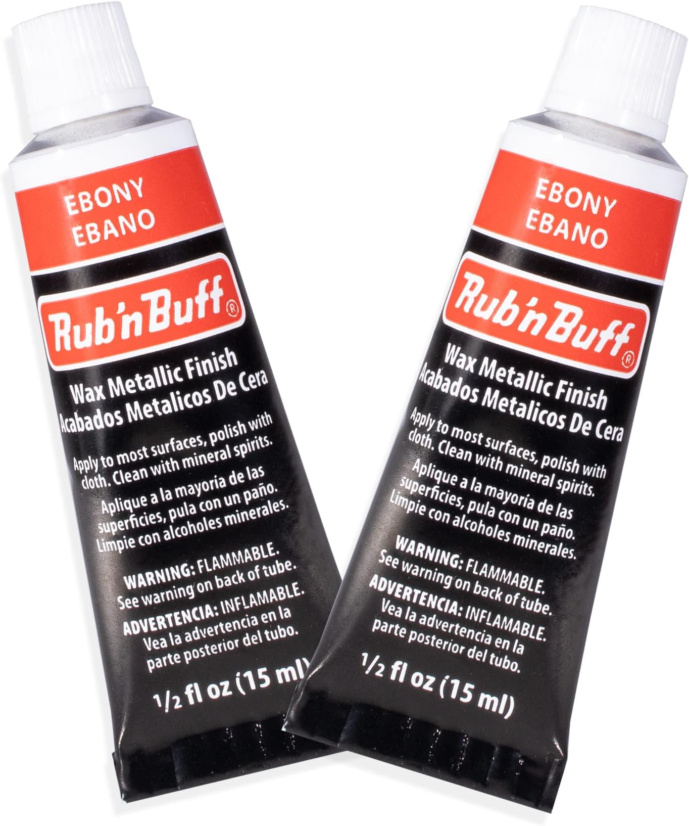 Rub n Buff Wax Metallic Finish - 2 Rub n Buff Ebony 15ml Tubes - Versatile Gilding Wax for Finishing Furniture Antiquing and Restoration - Rub and Buff Colors Set of Two