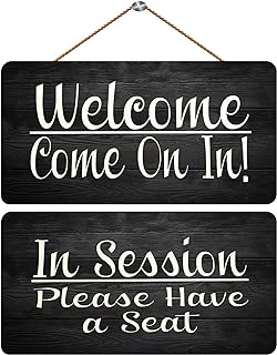 Two Sided In Session Please Have A Seat Welcome Com In Real Pallet Wood Sign For Rustic Home Decor, Farmhouse Home Decor, Rustic Wall Decor With Home Sign 30X15Cm 6X12 Inch (Wood Color)