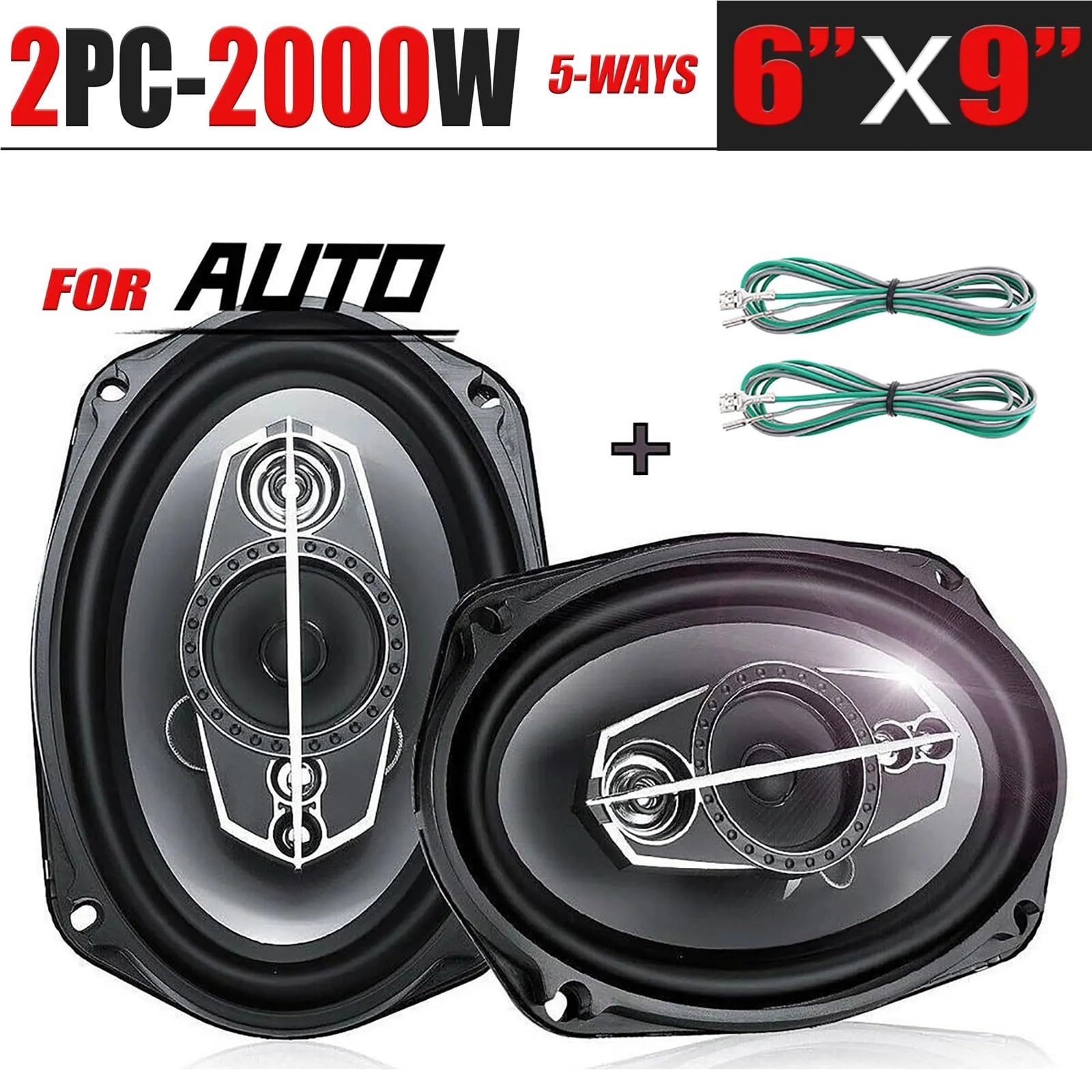 Głośnik Głośnik Wysokotonowy 6X9 cali 1000 W 5-drożny głośnik współosiowy HiFi z osłoną przeciwpyłową i kablem audio Drzwi samochodowe Auto Audio Muzyka Stereo